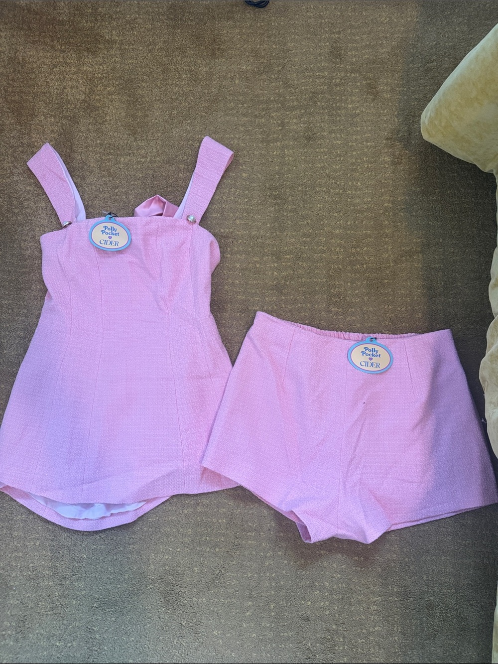 Pink Girls' Shorts Bodysuit Set